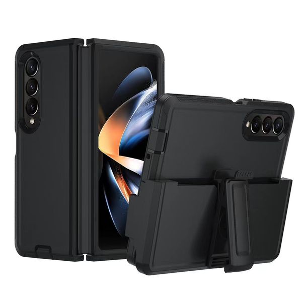 

defender case for samsung galaxy z fold 4 5g cases w/ belt clip full-body dual layer rugged cases with built-in kickstand