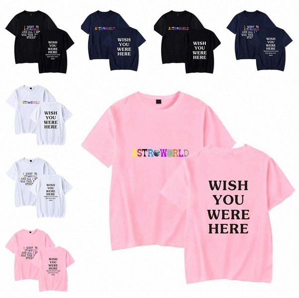 

new fashion hip hop t shirt men women travis scotts astroworld harajuku t-shirts wish you were here letter print tees 39pr#, White;black