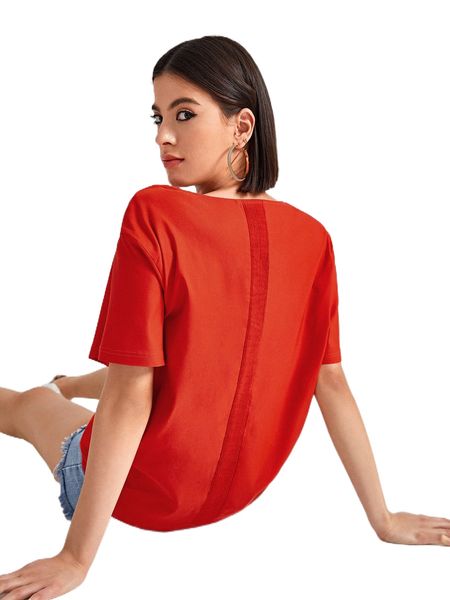 

x idioma studio drop shoulder plisse back solid tee f2qm#, White