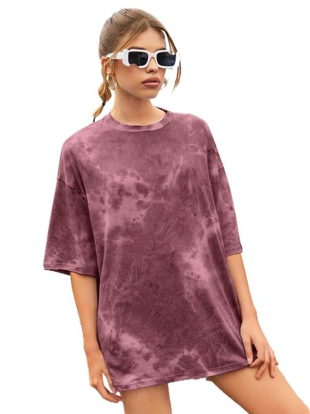 

tie dye drop shoulder tee e5zq#, White