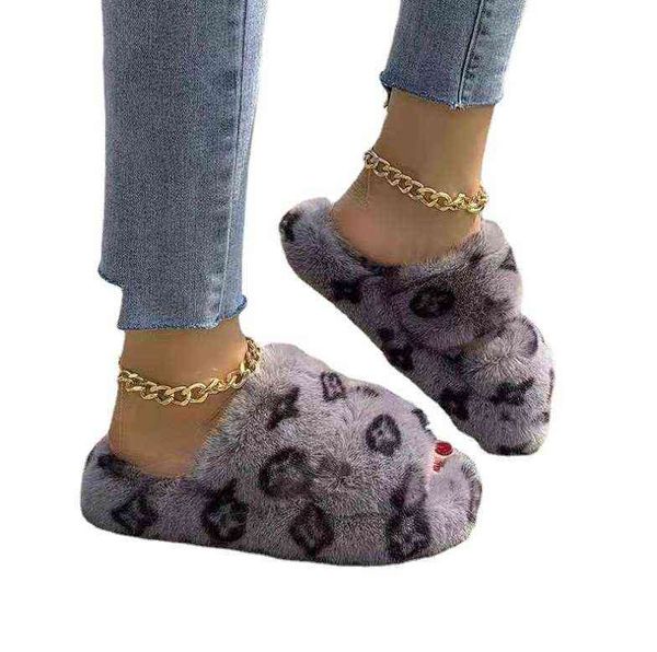 

designer women fur slippers winter indoor home fur slippers house full furry soft fluffy plush flats heel non slip luxury designer shoes cas, Black