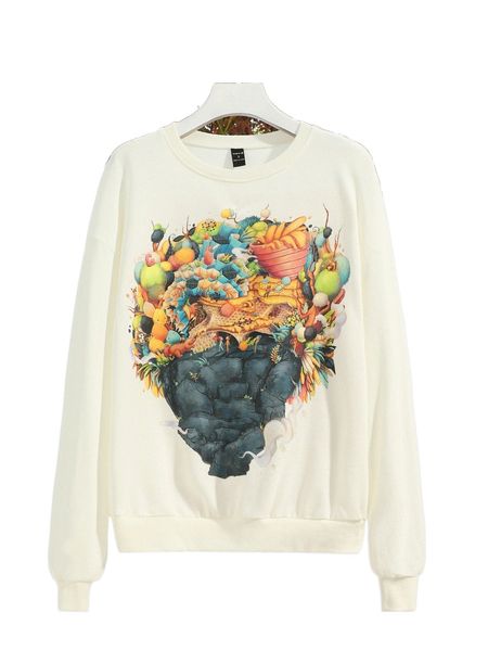 

x andra popovici cartoon graphic drop shoulder sweatshirt 80zy#, Black