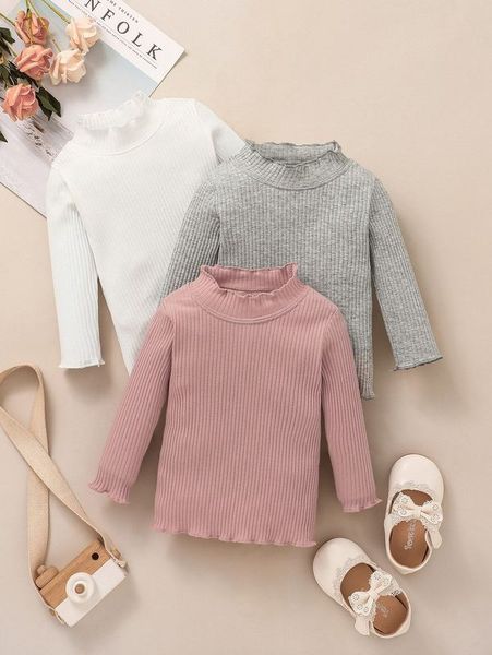 

baby 3pcs ribbed knit lettuce trim she, Blue