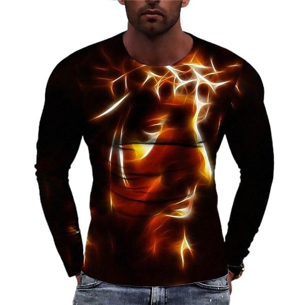 

men's t shirt 3d print graphic prints human crew neck daily holiday print long sleeve casual designer big and tall orange 89t2#, White;black
