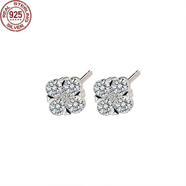 

charm new s925 sterling silver clover earrings charms female jewelry korean cold wind zircon for women girls bridal, Golden