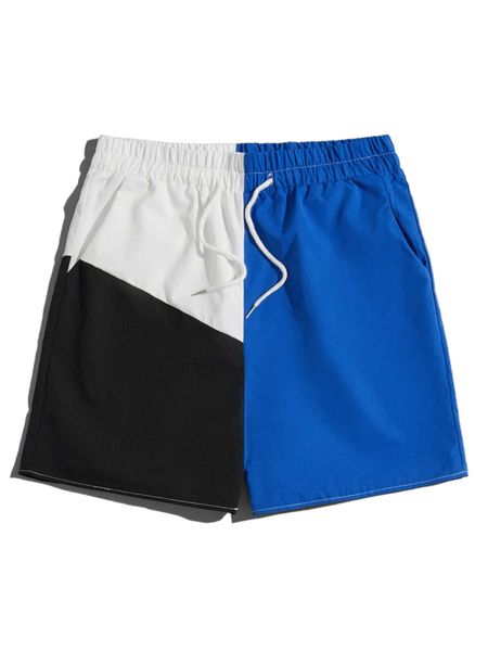 

romwe guys colorblock shorts l5ma#, White;black