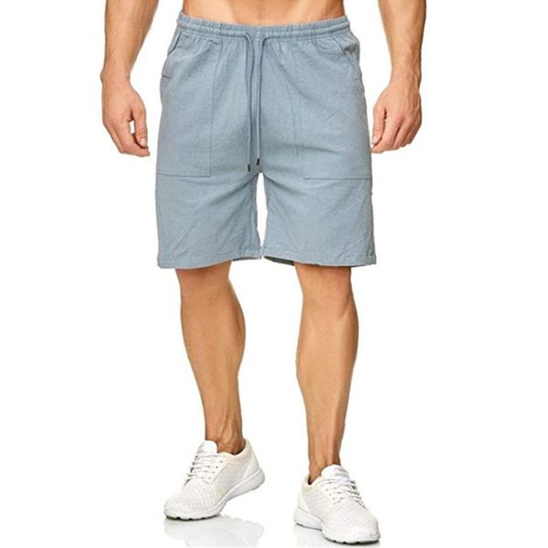 

men's shorts flax 2022 summer linen solid short pants male sports running training bermudas oversiszed 3xl casual fashion, White;black