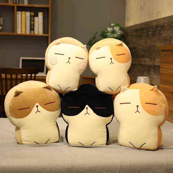 ПК CM Beautiful Fat Toast Cat Plush Toys милые фаршированные куклы спящая подушка еда детей детская день рождения подарок на день рождения J220704