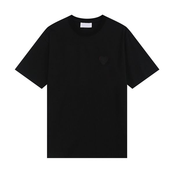 

new designers paris luxurious amis mens t shirt tone-on-tone love embroidery fashion street casual joker round neck cotton short sleeves for, White;black