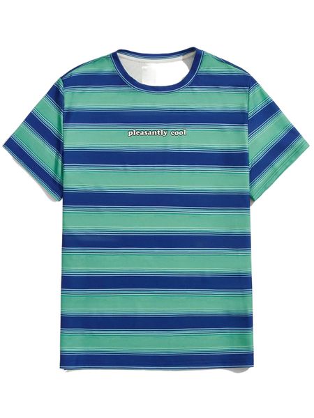 

romwe guys letter striped tee l94k#, White;black
