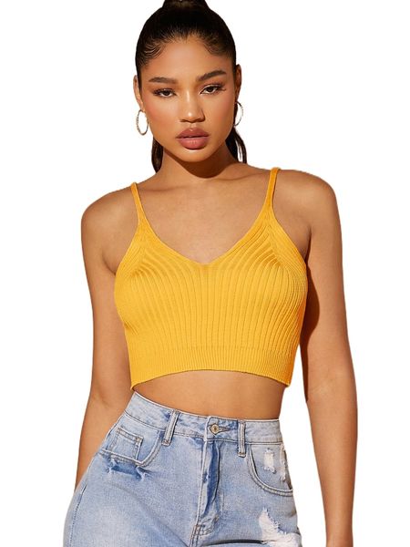 

crop ribbed knit cami 666r#, White;black