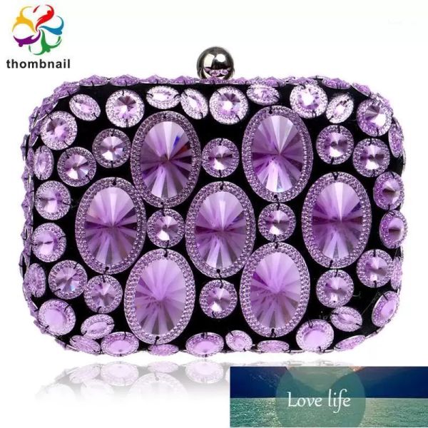 Borse da sera da donna in cristallo di lusso viola con pochette, borsa da festa, da donna, da sposa, con perline, con diamanti, borsa New1 Design esperto di prezzi di fabbrica Q