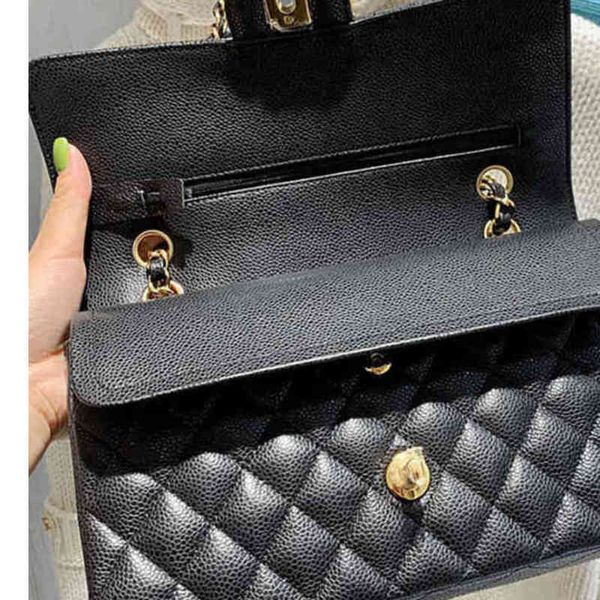 Taschen Designer-Damenhandtaschen aus Kaviarleder, Rindsleder-Geldbörsen, Messenger-Taschen, Qui-genähte Klappe