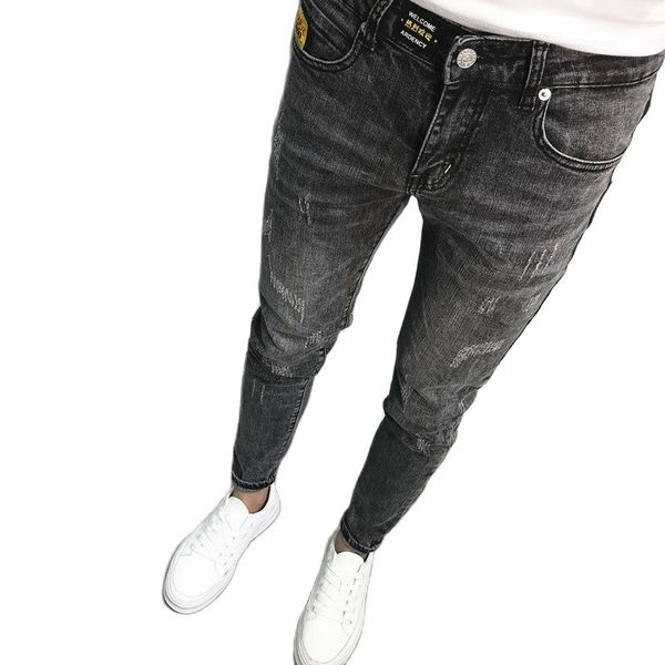 Оптовая продажа 2021 джинсовые брюки мужской бренд весенние осенние лодыжки длина брюки худых джинсов мужчина парень парень подростки ковбоя карандаш брюки