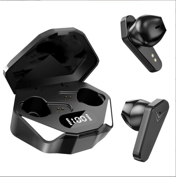

x15 tws game fone wireless earphone bluetooth headphones 65ms low latency earphones with mic wireless headset led display black color