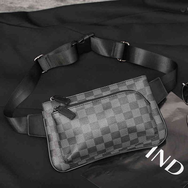 

handbags bags fashion men's street lattice waist bag chest messenger back korean mobile phone one shoulder, Black;red