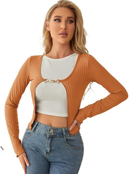 

metal decor ribbed knit without tank p5do#, White