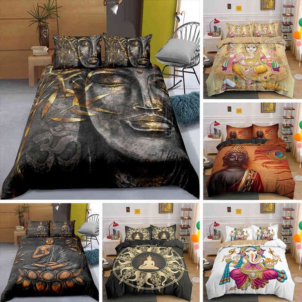 

sell  size buddha bedding set boho mandala colorful design god ganesha king duvet cover sets pillowcase indian symbol