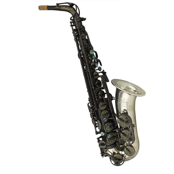 

high grade professional matte black color body silver bell alto saxophone
