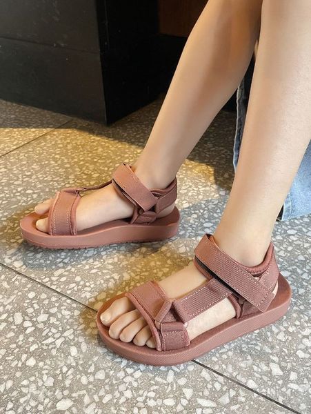 

boys hook-and-loop fastener ankle strap flat sandals she01, Black;red
