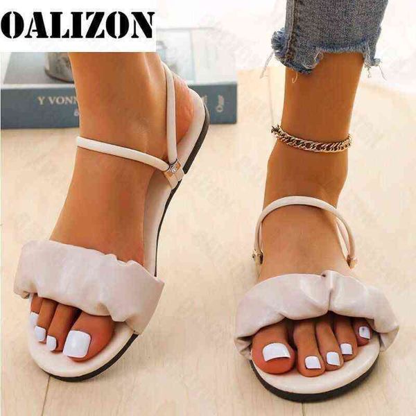 

slipper flat sandal women 2022 summer new gladiator designer pleated female shoe rome beach slingback slide mujer zapato 220622, Black
