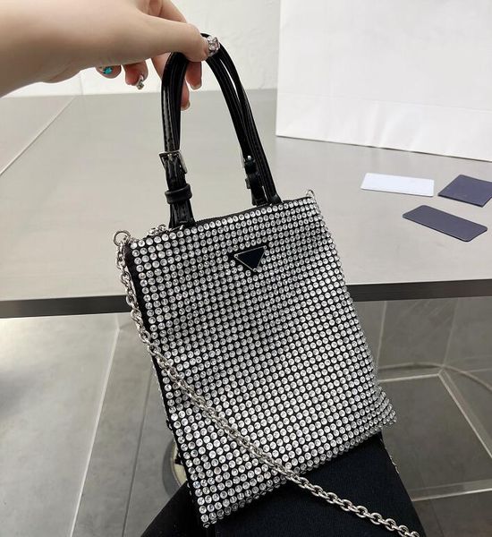 

women diamond bag chains high-quality crossbody bags fashion leather 6 colors handbags sequined designer letter shoulder strap totes clutch