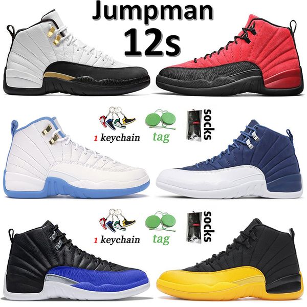 

2022 jumpman 12s basketball shoes mens sneakers royalty flu game university blue gold indigo hyper royal outdoor sports trainers size 40-47