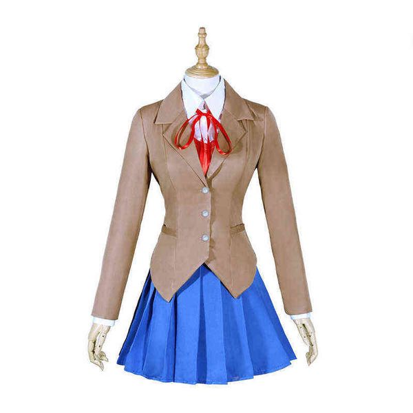 Spiel Doki Literature Club Monika Cosplay Sayori Yuri Natsuki Cosplay Kostüm Schuluniform Mädchen Frauen Kostüme H220726