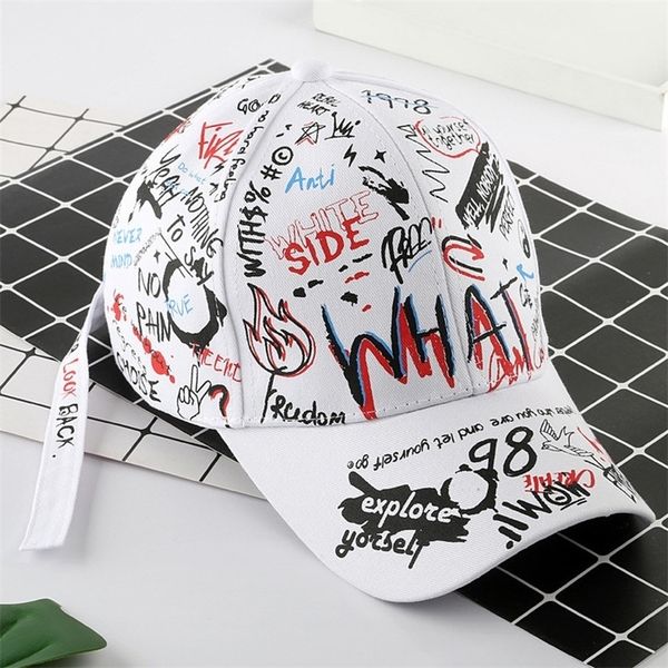 

letter baseball cap graffiti sun hip hop cap visor spring hat men adjustable cotton cap for women men hats 220712, Blue;gray