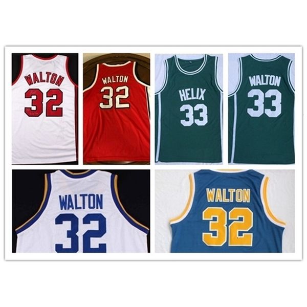 NC01 Basketball Helix High School UCLA College Jersey Bill 32 Walton Blackback Jersey Settched Вышивая вышивка на заказ S-5XL