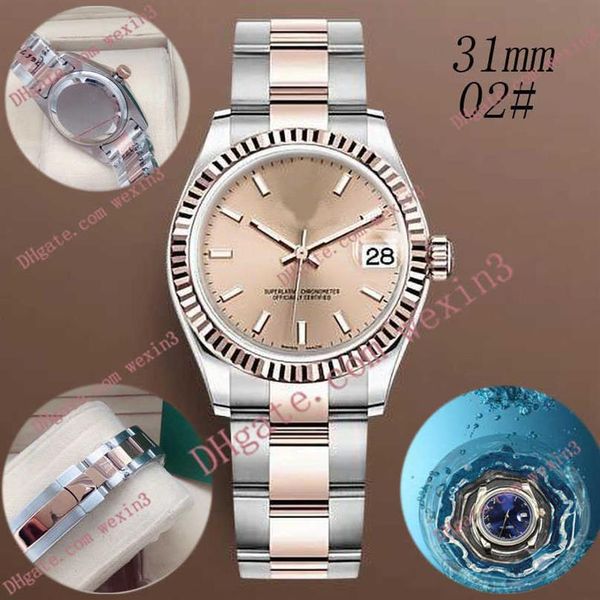

women watch stainless steel corrosion resistant case. waterproof high precision automatic machine movement bracelet. 31mm black di256k, Slivery;brown