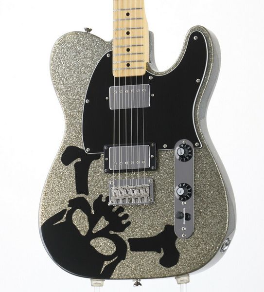 

squier haruna tele skullsilver dark silver sparkle electric guitar
