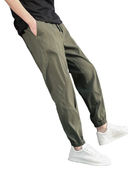 

men drawstring waist pants x9bg#, Black