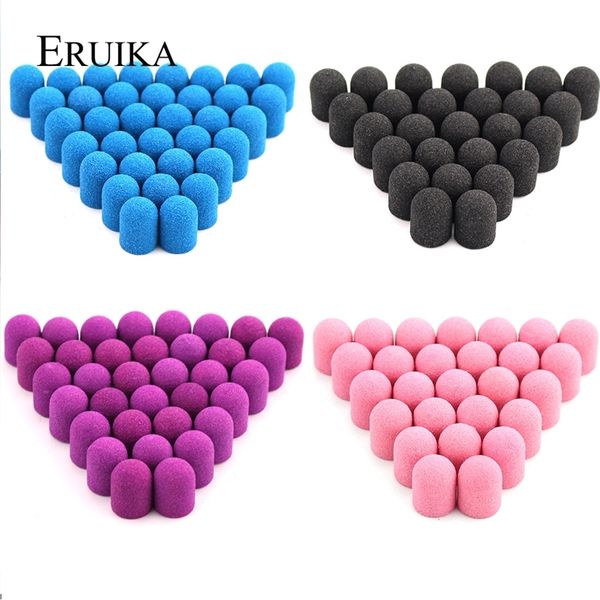 

50pcs 13 19mm blue pink sanding caps electric milling cutter rotary nail drill bit rubber for manicure pedicure accessory 220518, Silver
