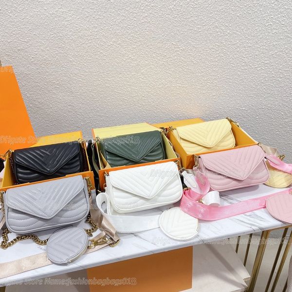 

new wave multi-pochette crossbody bag handbag wide strap gold-color chain hand or short shoulder carry round coin purse flap versatile fashi