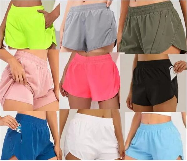 Conjunto de calças curtas multicoloridas bolso com zíper oculto feminino shorts esportivos soltos respiráveis roupas esportivas casuais para exercícios S1204
