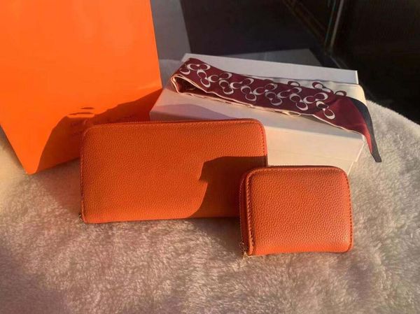 

long zipper brand new women genuine leather popular wallet handbag purse with box, Red;black