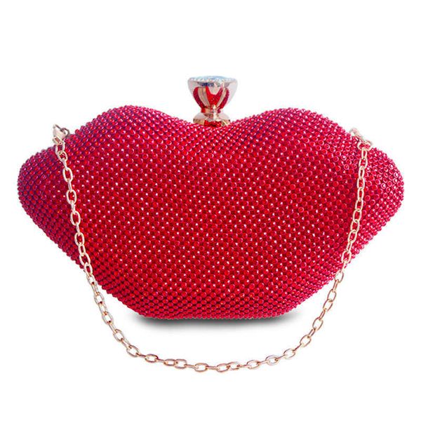 

evening bags female red lips crystal purses ladies metal day toiletry punk party wallet wallets women shoulder clutch bag 1v 1ouis