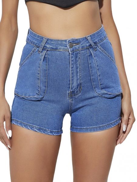 

washed slant pocket denim shorts 91sc#, White;black