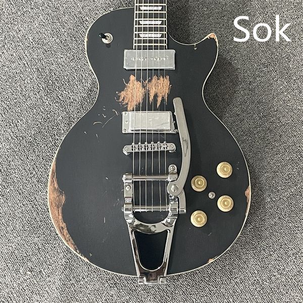 

in stock do old style black lp custom electric guitar with silver accessories silver rocker is very good-looking guitarra guitars