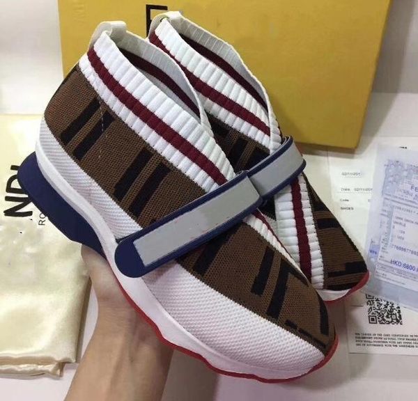 

women men new shoes popular casual shoes sneakers fashion elastic force stretch jacquard cowhide mixed color running sock sport, Black