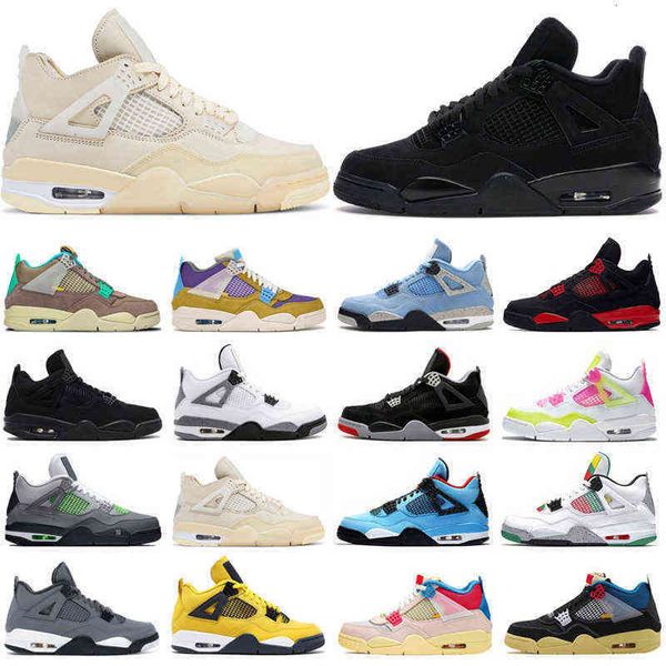 

sale 4s red thunder basketball shoes jumpman 4 for men women university blue white oreo taupe haze desert moss mens trainers sport, Black;blue