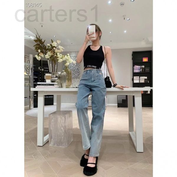 

women's jeans designer chaopai 22ss new style in early spring, super good version, no body selection, washed gradient color, old milled, Blue