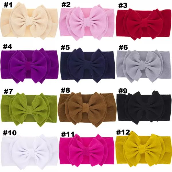 Haarzubehör Solid Double Bug Hairband Baby Girls Farbe passend zu großem Bogenknoten -Stirnband 24 Farben Neugeborene Foto Kopfbedeckung