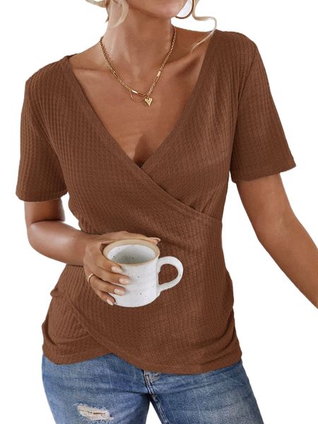 

surplice neck tulip hem tee q6th#, White