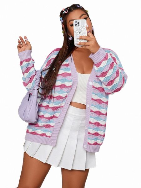 

plus color block drop shoulder cardigan w3hd#, Black