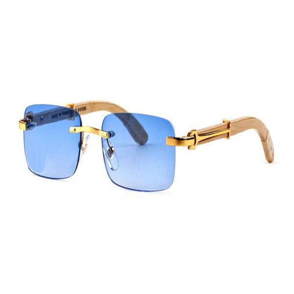 

new muti-color euro-am c luxury sunglasses uv400 rimless lightweight wooden leg design uv400 rectangular brand-quality 280q, White;black