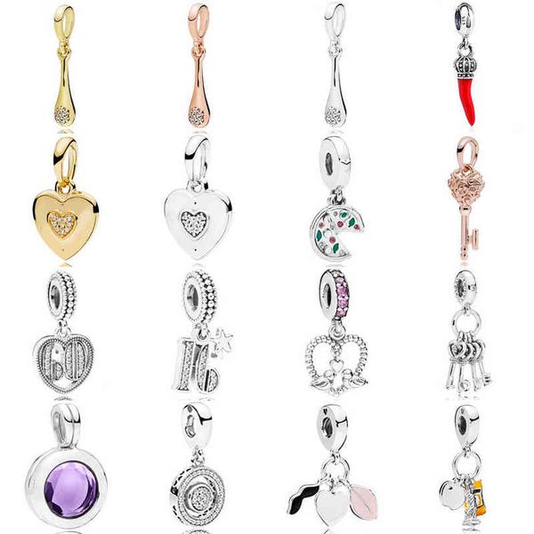 

2018 new 100% 925 sterling silver modern love pendant heart shine clear cz rose gold charm for mother gift bracelet jewelry gift aa220315, Bronze;silver