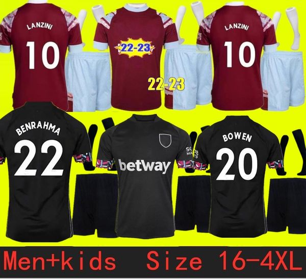 

s-4xl 22 23 west hams bowen rice soccer jerseys benrahma lanzini antonio yarmolenko noble fornals dawson vlasic soucek jersey football shirt, Black;yellow