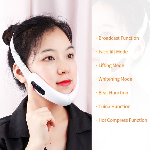 

chin v-line up lift belt machine red blue led pn therapy facial lifting device face slimming galvanic massager v-face care p